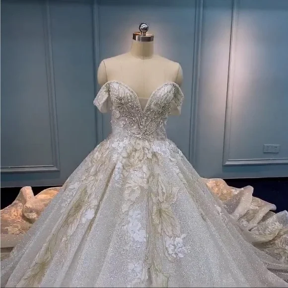 Custom made Beaded Cinderella Tulle Wedding Gown